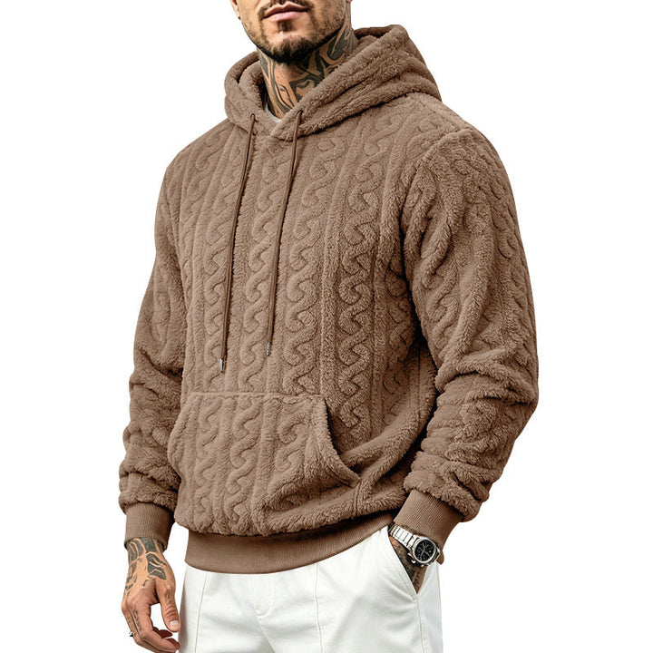 Jose | Plush Cable Pattern Pullover Mens Hoodies