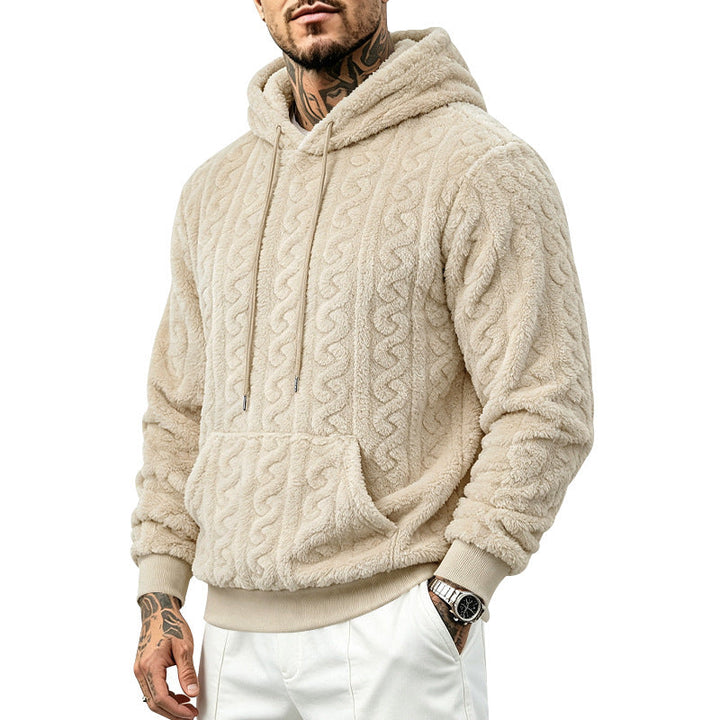 Jose | Plush Cable Pattern Pullover Mens Hoodies