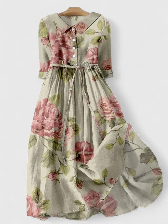 Joyce | Effortless Floral Button-Front Holiday Maxi Dress