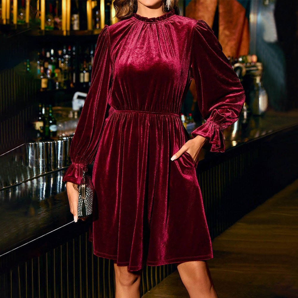 Joyce | Refined Puff Sleeve A-Line Christmas Dress