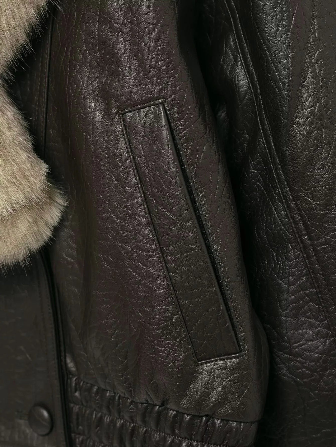 Joyce | Timeless Plush Collar Double-Breasted Leather Jacket