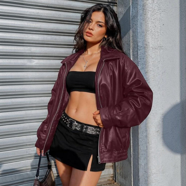 Judith | Cozy Oversized Boyfriend Moto Leather Jacket