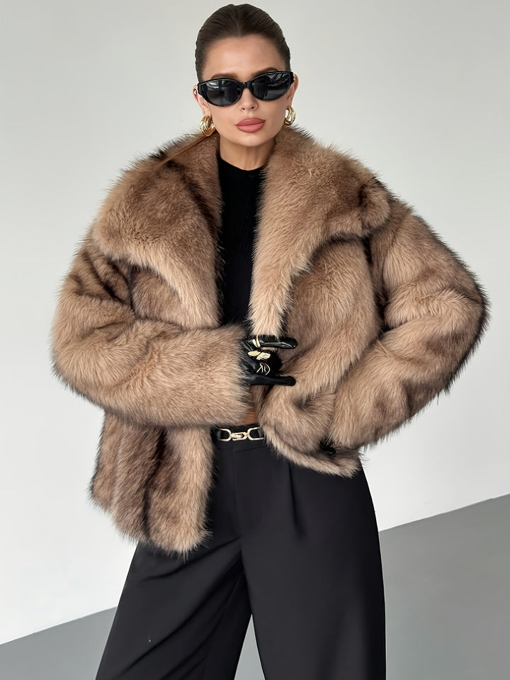 Judith | Sophisticated Oversized Cropped Notch Collar Fur Coat