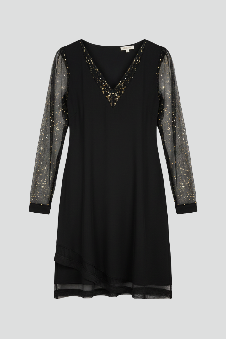 Julia | Elegant Sequin Sleeve V-Neck Christmas Dress