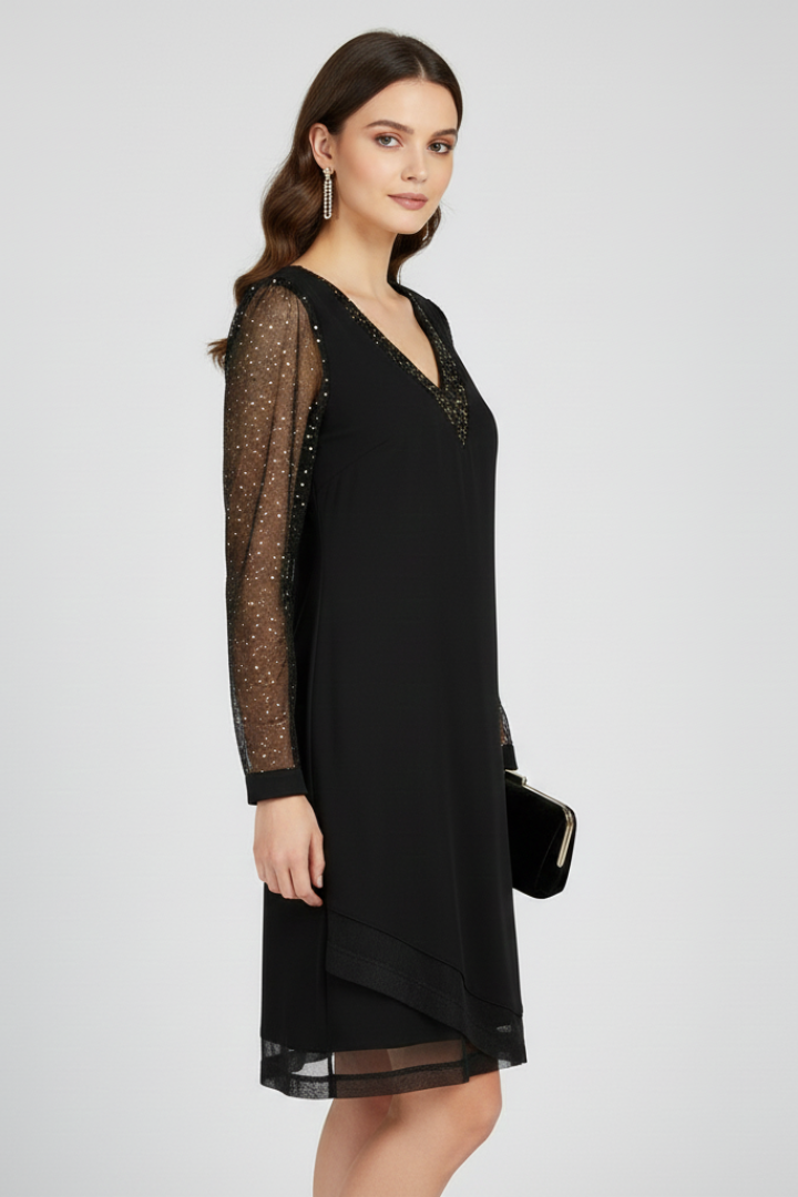 Julia | Elegant Sequin Sleeve V-Neck Christmas Dress