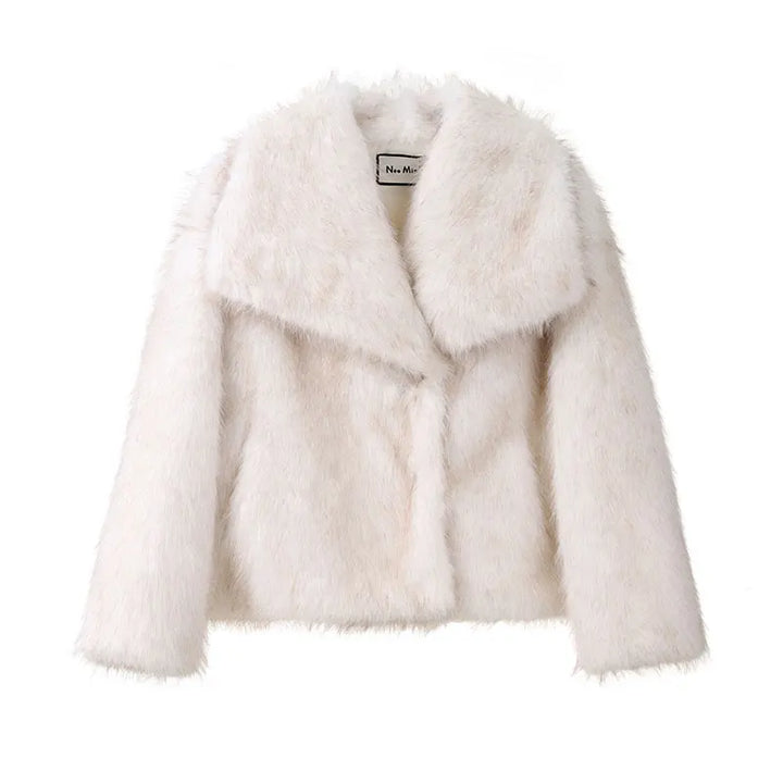 Julia | Stylish Oversized Shawl Collar Faux Fur Coat