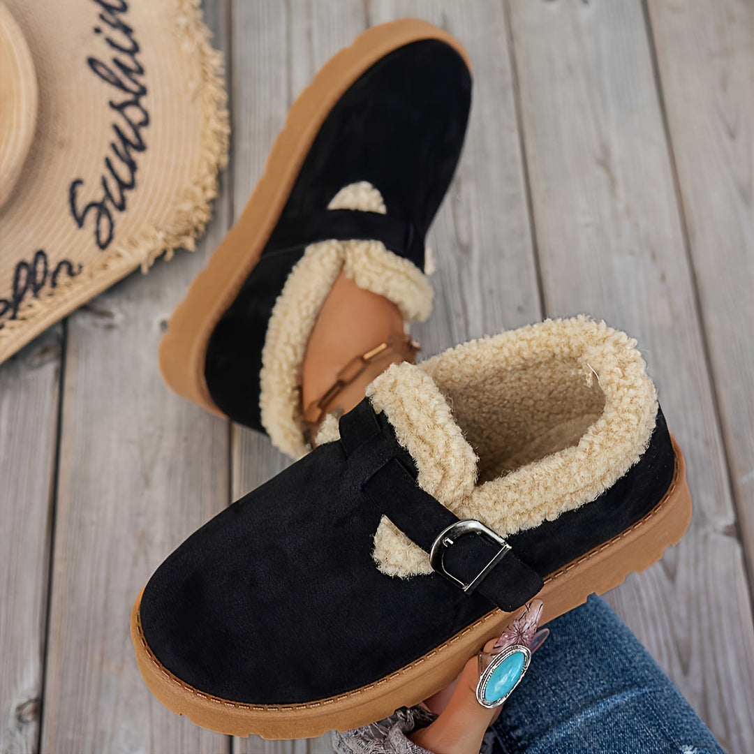 Julie | Chic Buckle Strap Winter Snow Boots