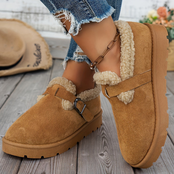 Julie | Chic Buckle Strap Winter Snow Boots