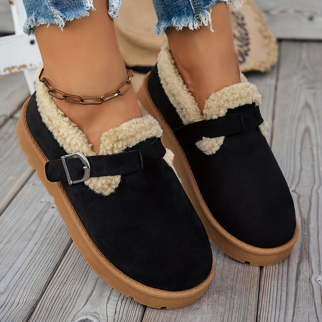 Julie | Chic Buckle Strap Winter Snow Boots