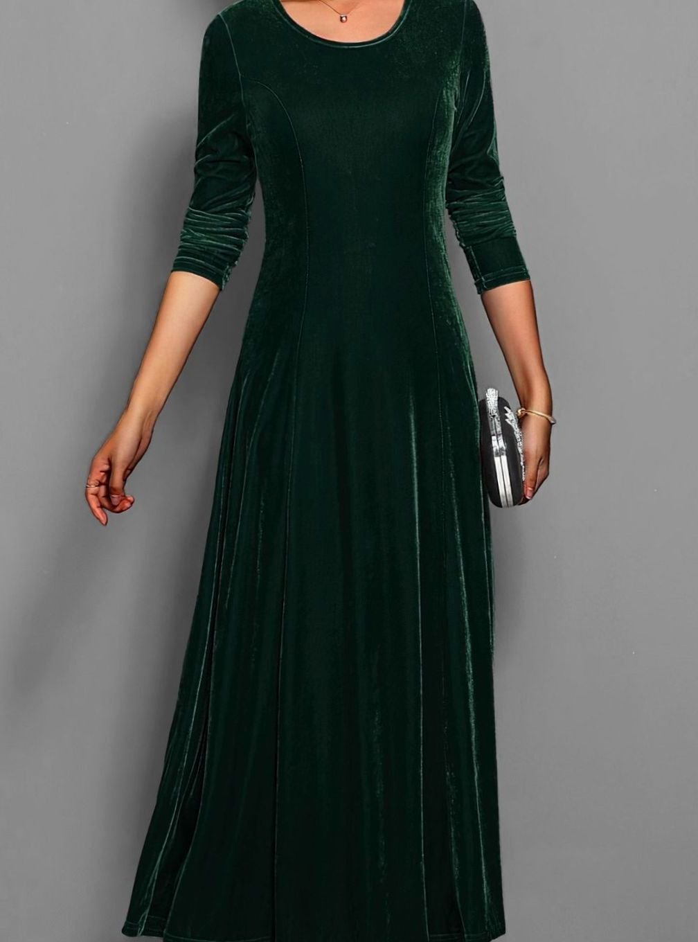 Julie | Effortless Long Sleeve A-Line Maxi Christmas Dress