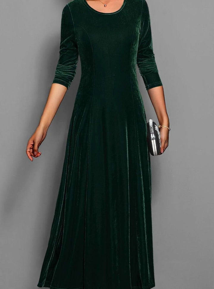 Julie | Effortless Long Sleeve A-Line Maxi Christmas Dress