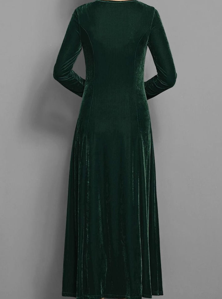 Julie | Effortless Long Sleeve A-Line Maxi Christmas Dress
