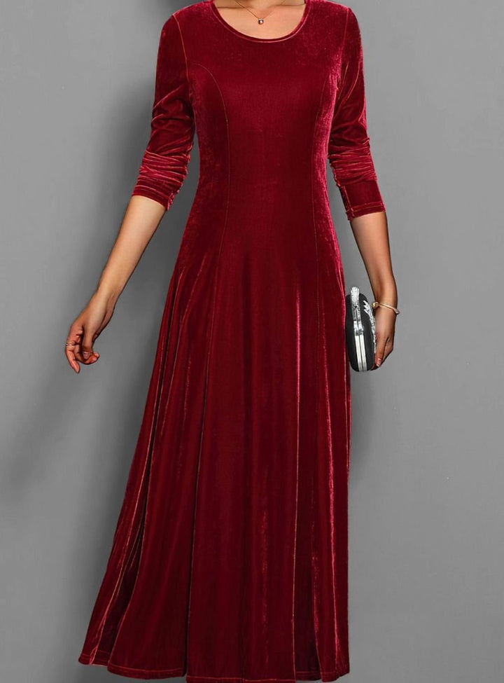 Julie | Effortless Long Sleeve A-Line Maxi Christmas Dress