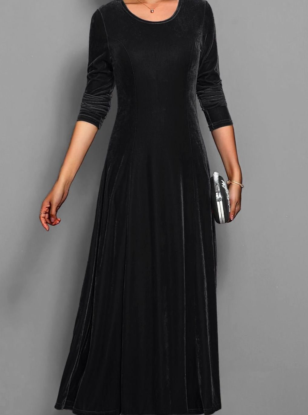 Julie | Effortless Long Sleeve A-Line Maxi Christmas Dress