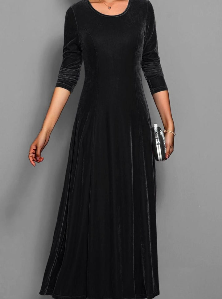 Julie | Effortless Long Sleeve A-Line Maxi Christmas Dress