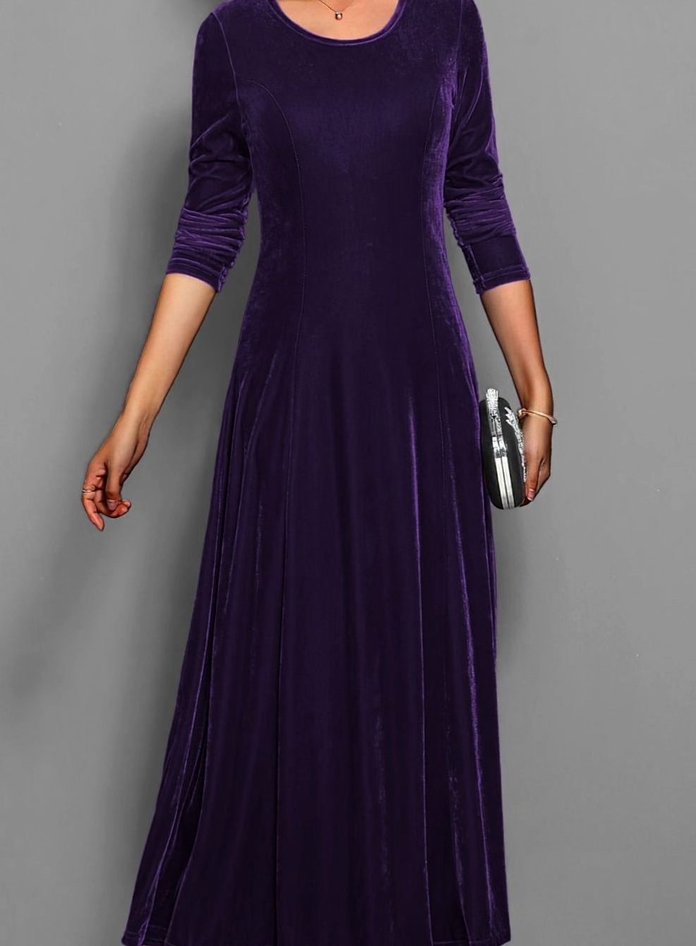 Julie | Effortless Long Sleeve A-Line Maxi Christmas Dress