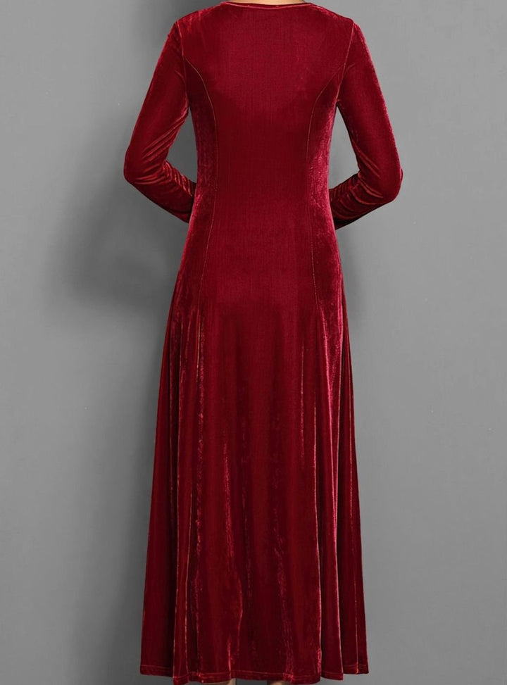 Julie | Effortless Long Sleeve A-Line Maxi Christmas Dress