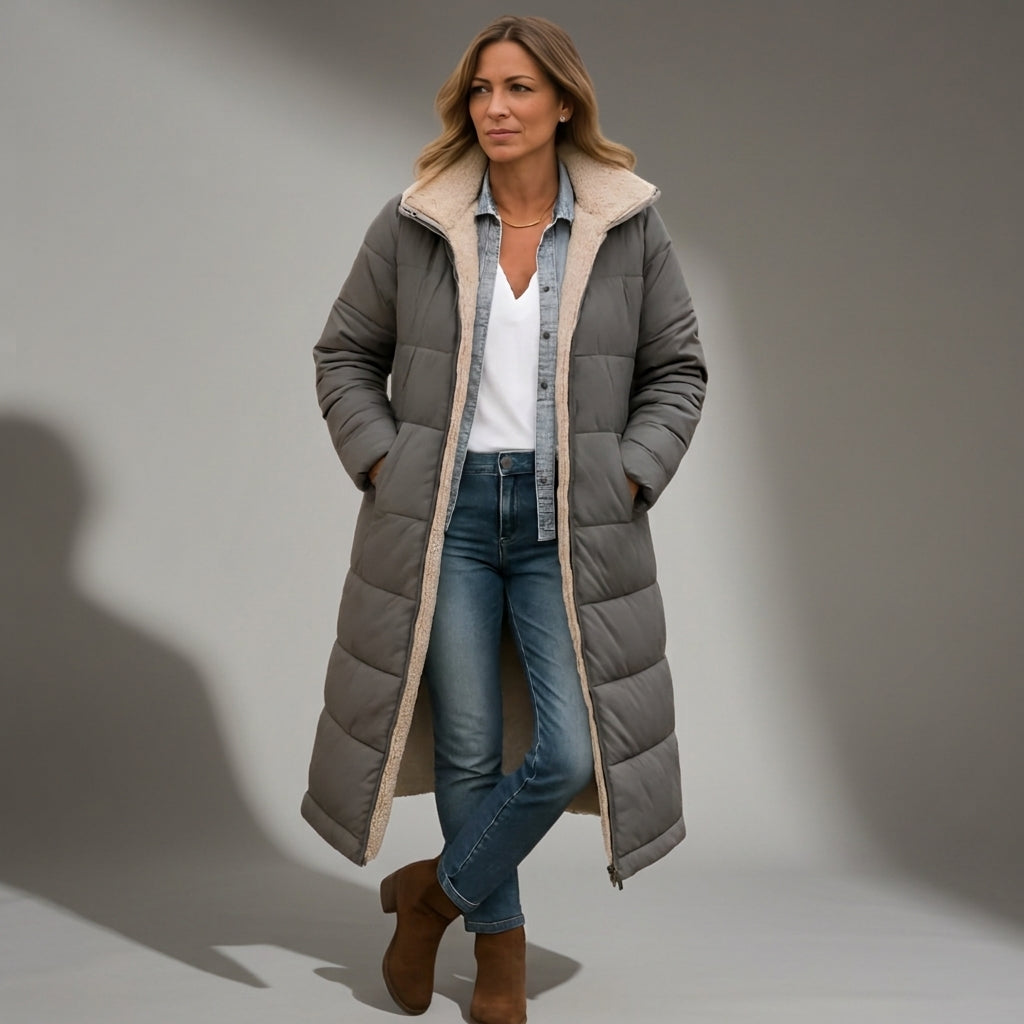 Julie | Relaxed Long Hooded Quilted Puffer Jacket
