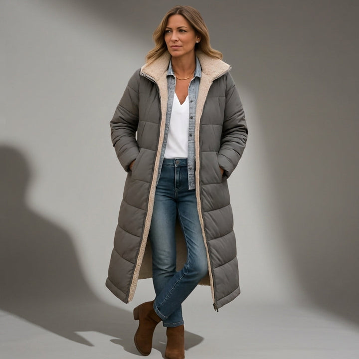 Julie | Relaxed Long Hooded Quilted Puffer Jacket