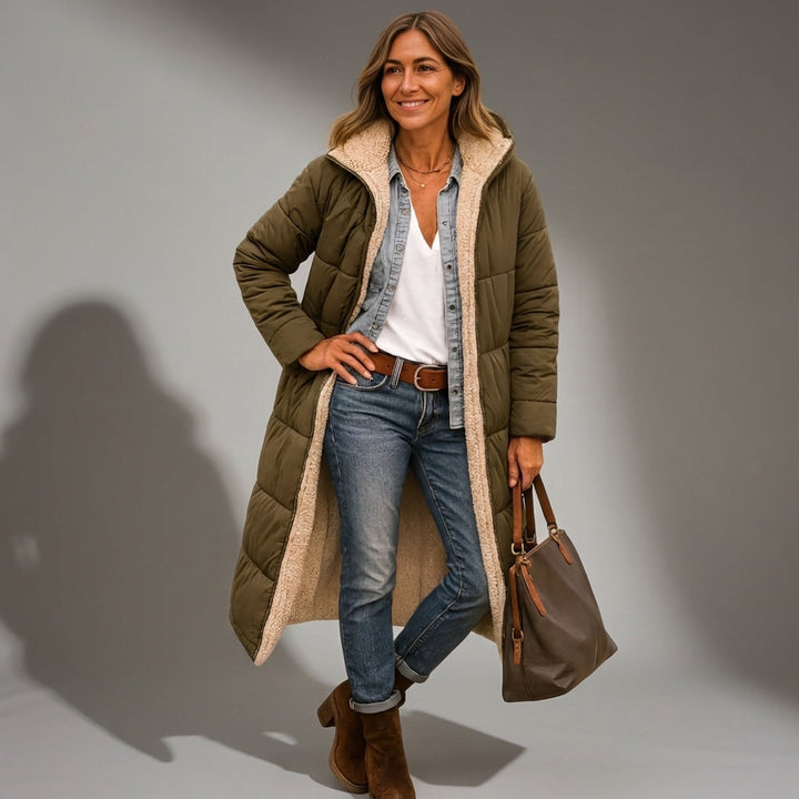 Julie | Relaxed Long Hooded Quilted Puffer Jacket