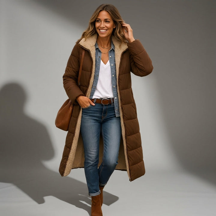 Julie | Relaxed Long Hooded Quilted Puffer Jacket