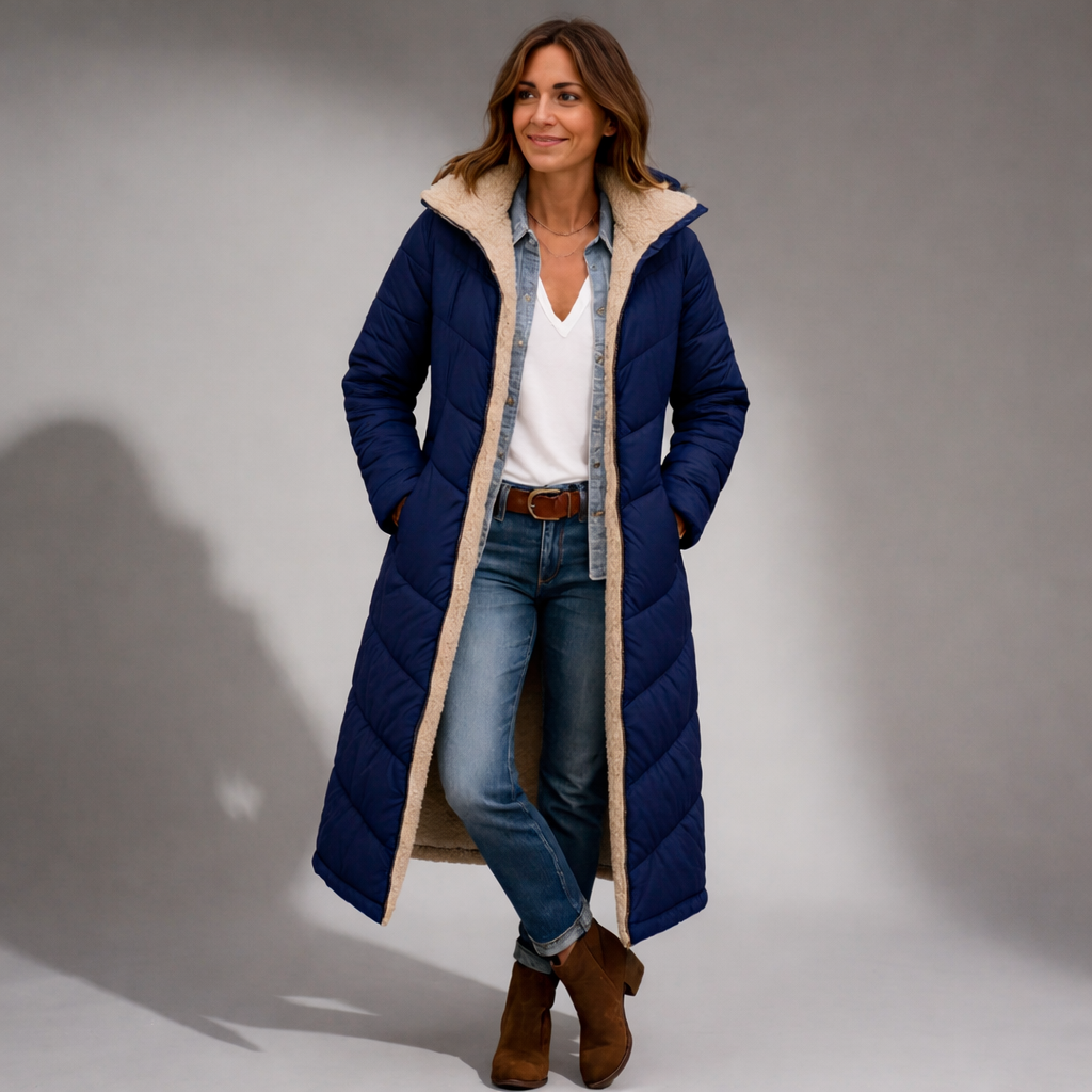Julie | Relaxed Long Hooded Quilted Puffer Jacket