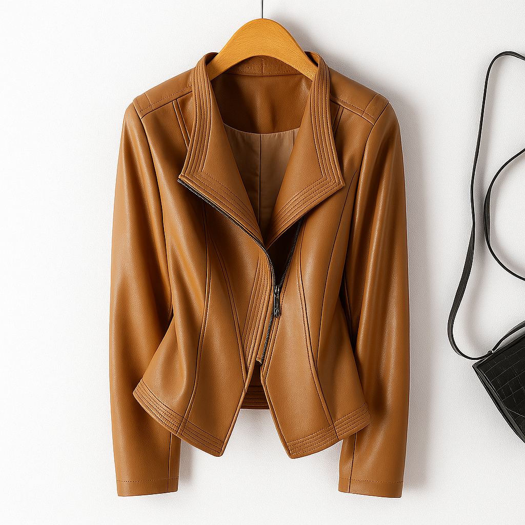 Julie | Sophisticated Fitted Asymmetric Zip Leather Jacket