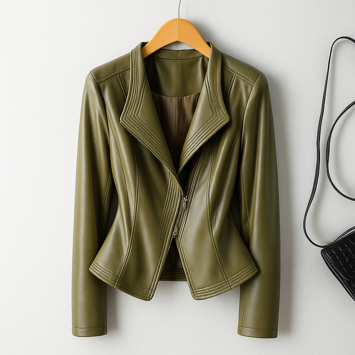 Julie | Sophisticated Fitted Asymmetric Zip Leather Jacket