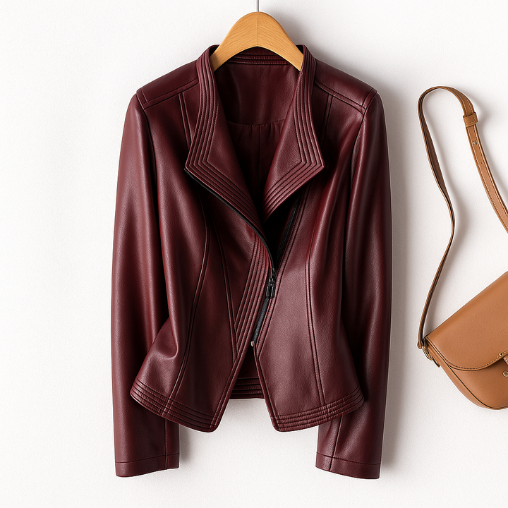 Julie | Sophisticated Fitted Asymmetric Zip Leather Jacket