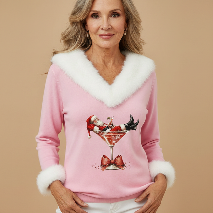 Julie | Stylish Christmas Sweater Women Love with Faux Fur Trim