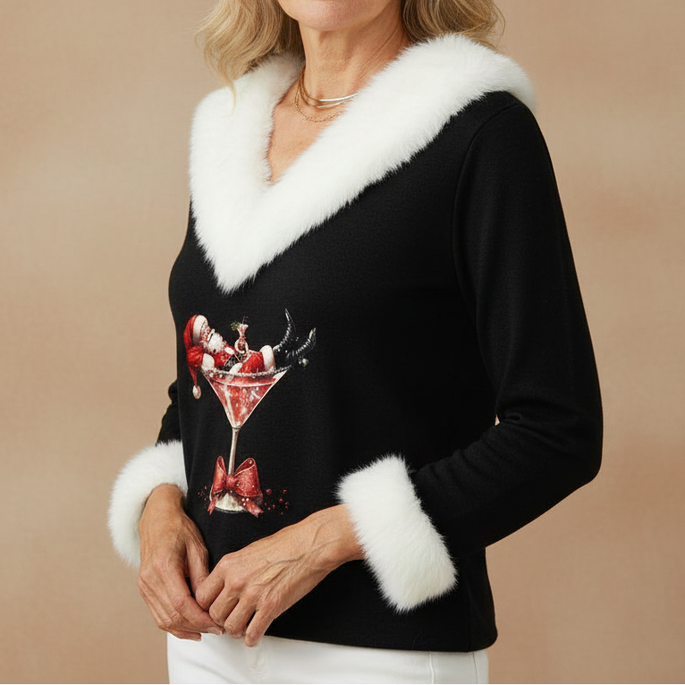 Julie | Stylish Christmas Sweater Women Love with Faux Fur Trim
