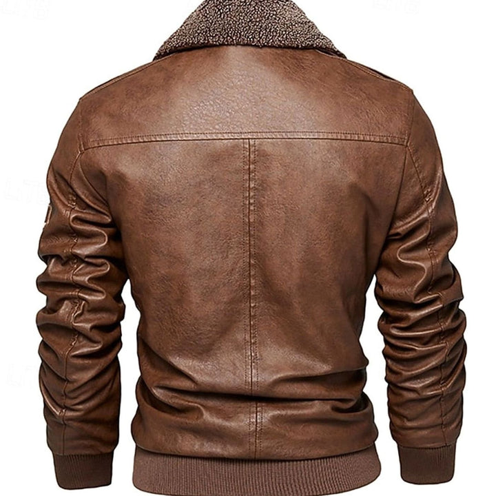 Justin | Relaxed Sherpa Collar Aviator Bomber Leather Jacket