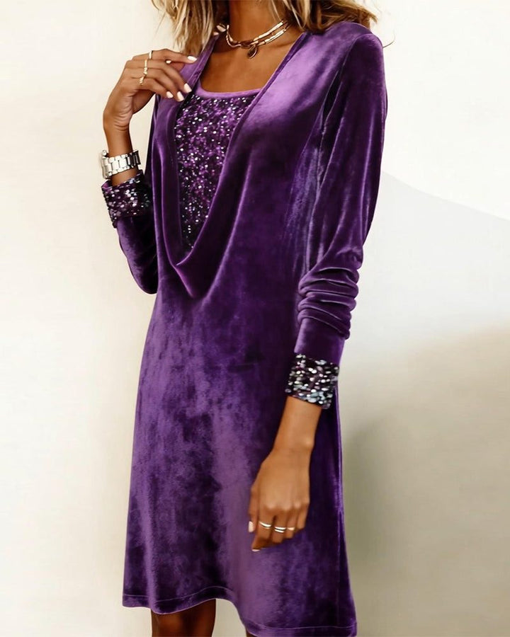 Karen | Polished Long Sleeve Sequin Christmas Dress