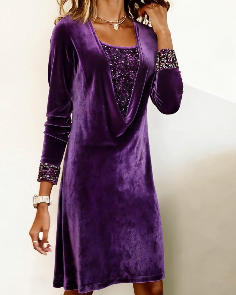 Karen | Polished Long Sleeve Sequin Christmas Dress