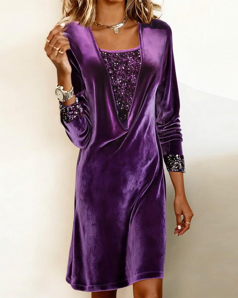 Karen | Polished Long Sleeve Sequin Christmas Dress