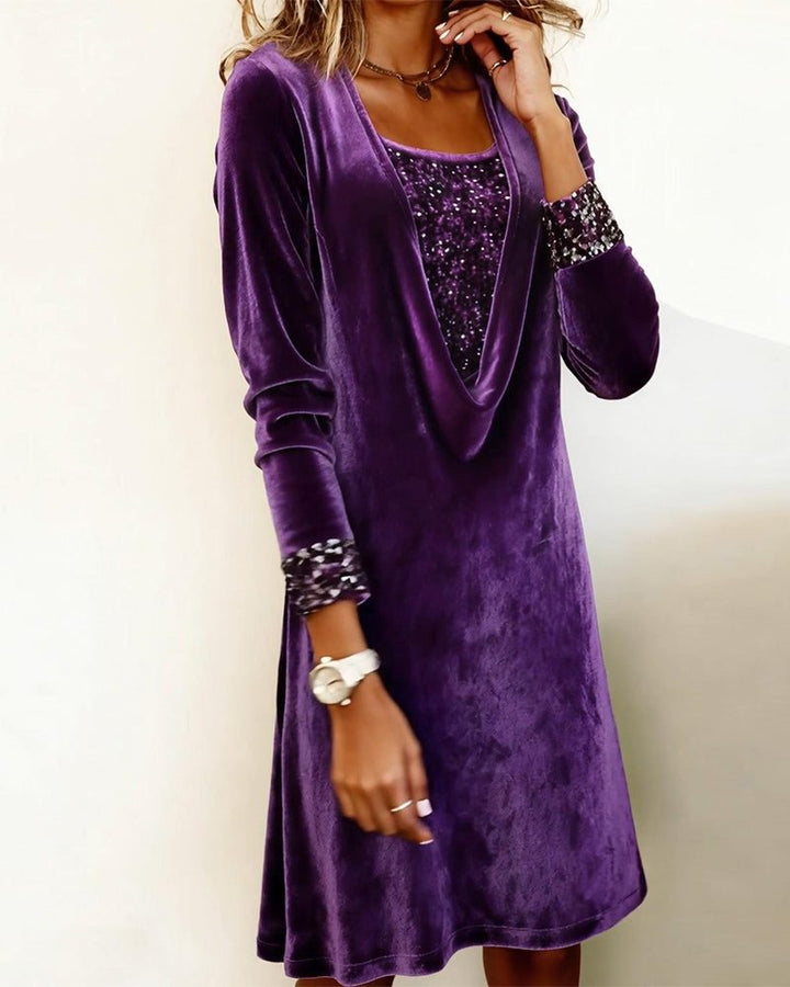 Karen | Polished Long Sleeve Sequin Christmas Dress