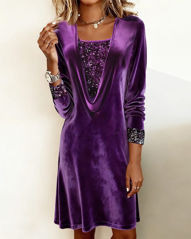 Karen | Polished Long Sleeve Sequin Christmas Dress