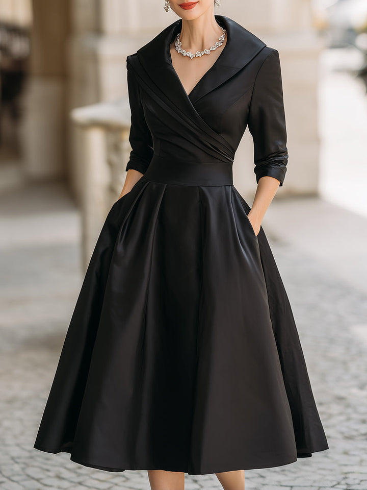 Karen | Refined Pleated Wrap Christmas Midi Dress