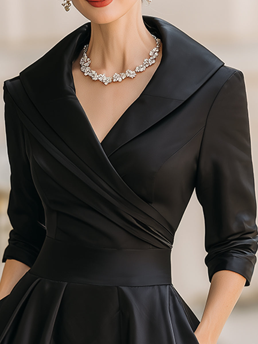 Karen | Refined Pleated Wrap Christmas Midi Dress