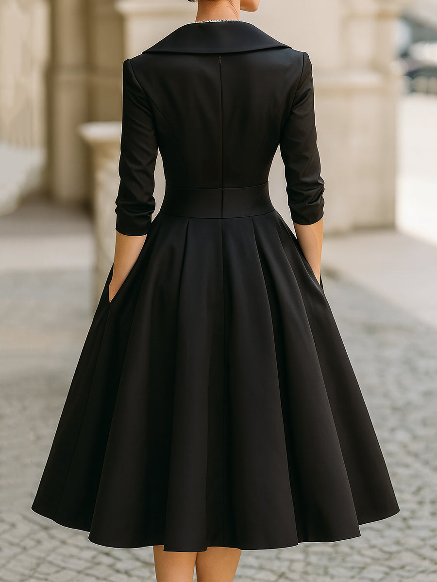 Karen | Refined Pleated Wrap Christmas Midi Dress