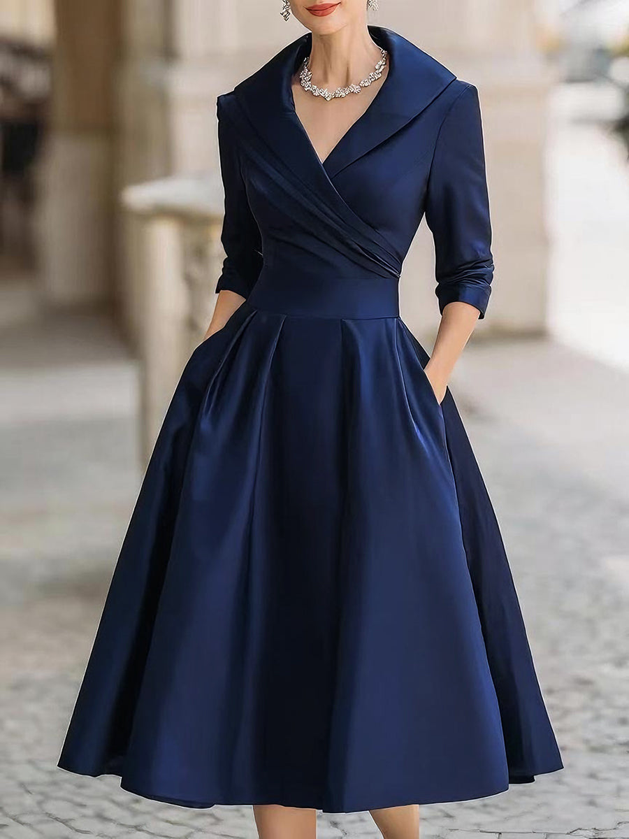 Karen | Refined Pleated Wrap Christmas Midi Dress