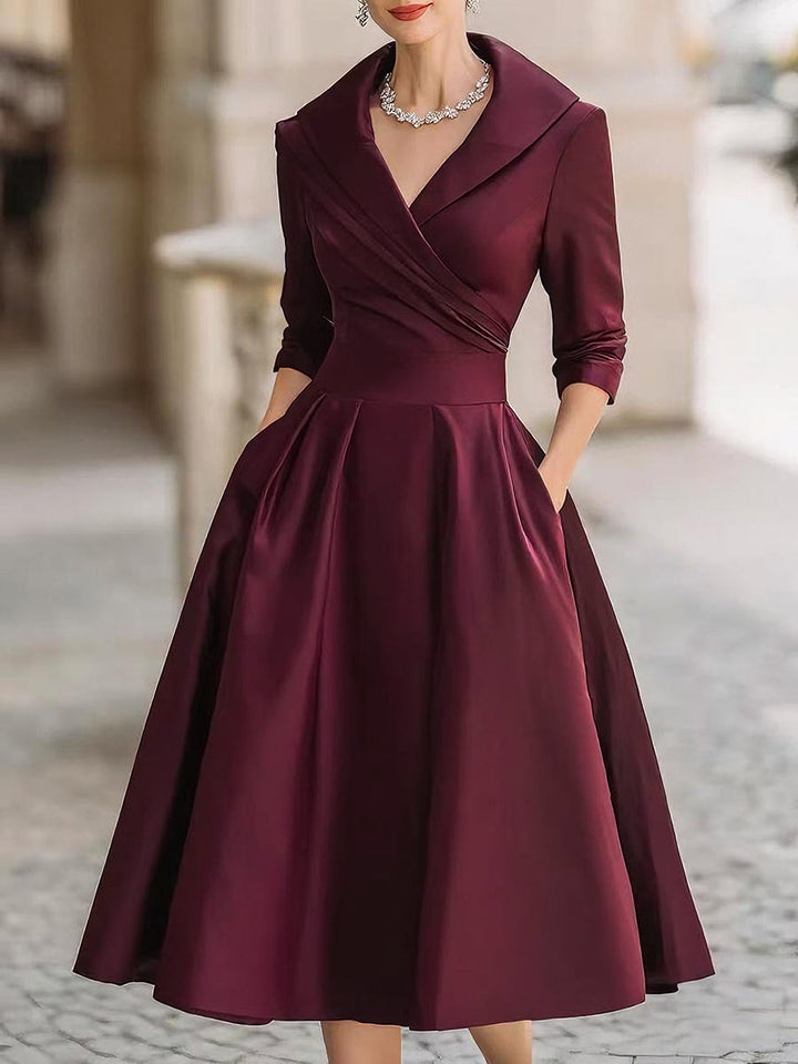 Karen | Refined Pleated Wrap Christmas Midi Dress