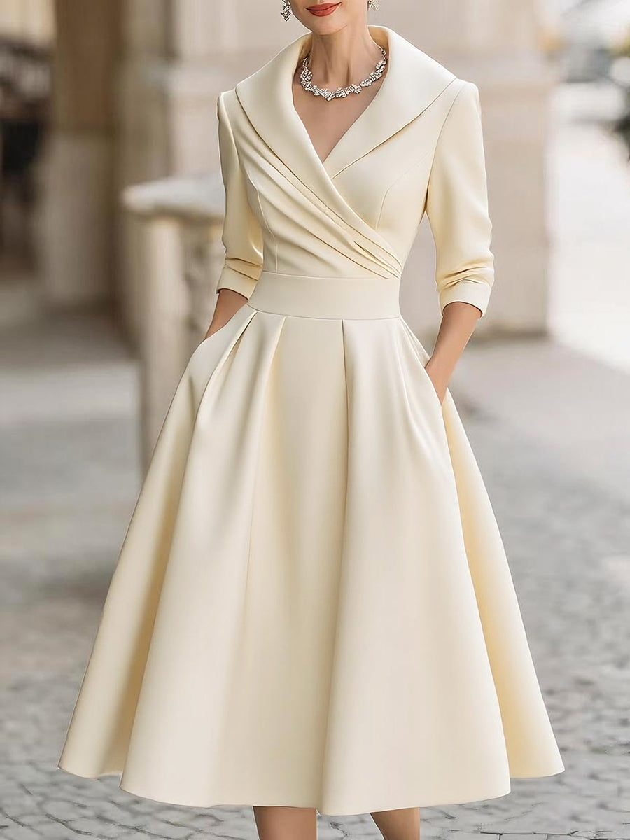 Karen | Refined Pleated Wrap Christmas Midi Dress