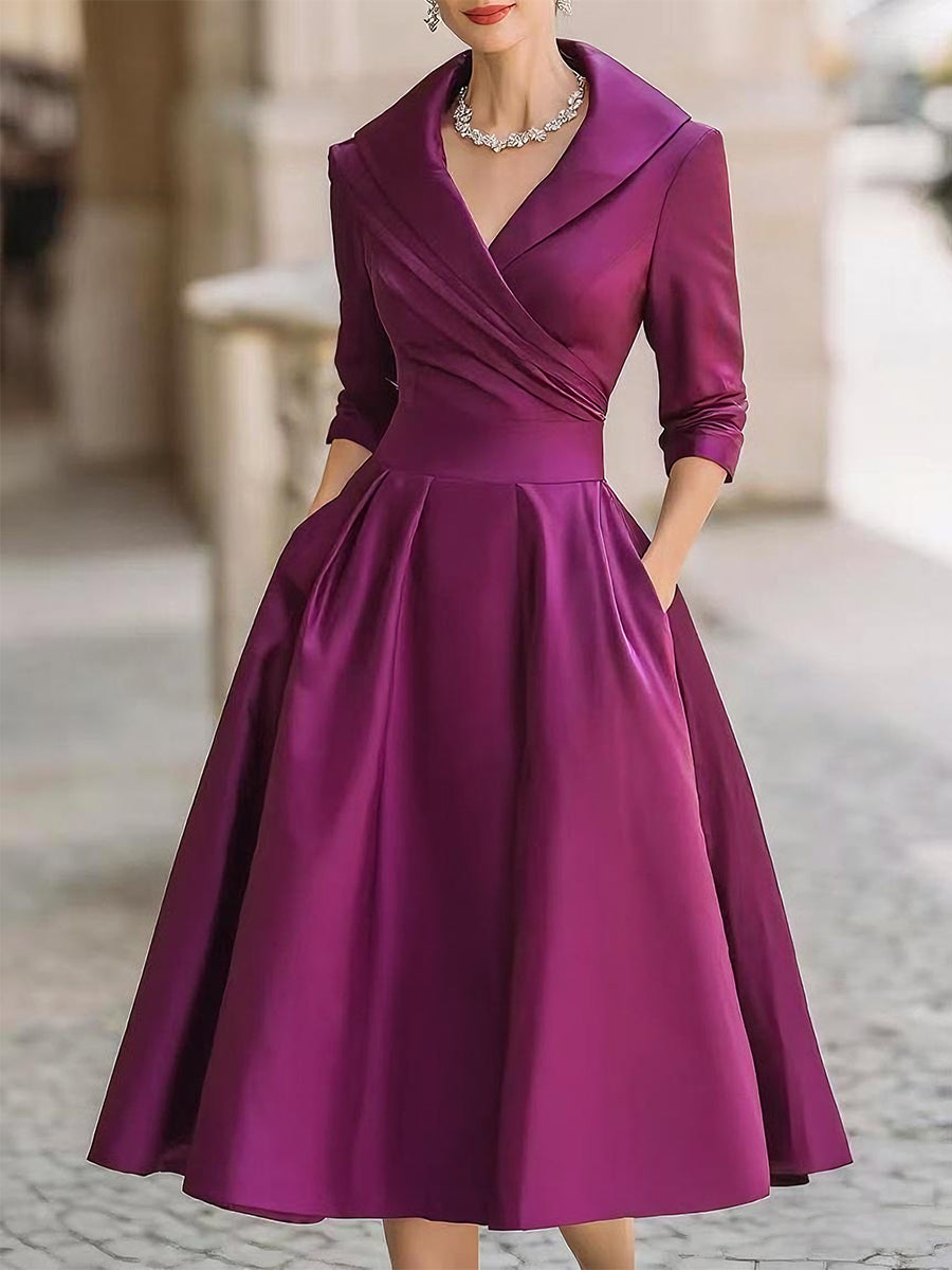 Karen | Refined Pleated Wrap Christmas Midi Dress