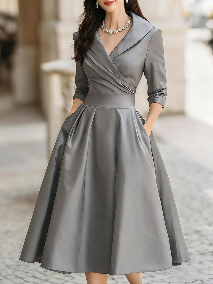 Karen | Refined Pleated Wrap Christmas Midi Dress