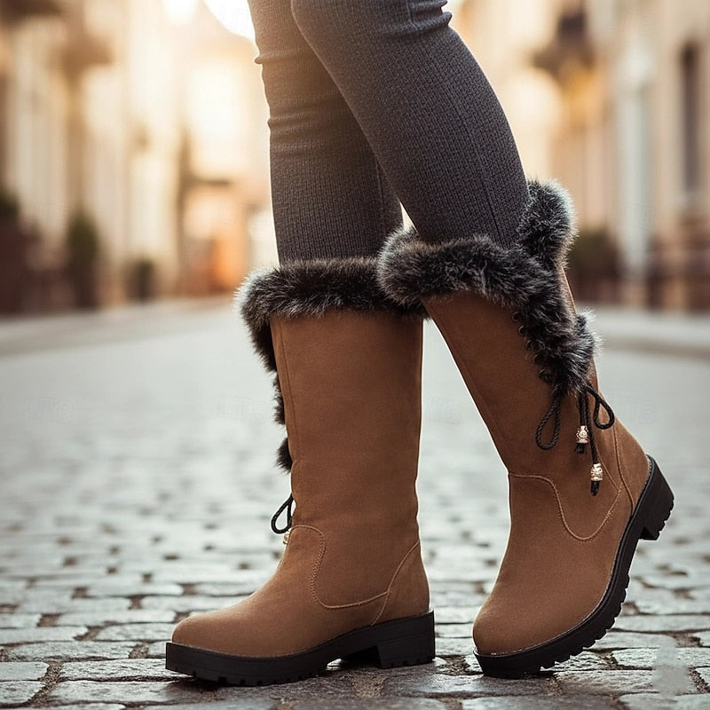 Karen | Timeless Fur-Trimmed Knee High Boots