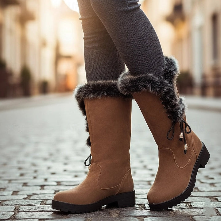 Karen | Timeless Fur-Trimmed Knee High Boots