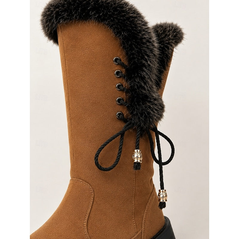 Karen | Timeless Fur-Trimmed Knee High Boots