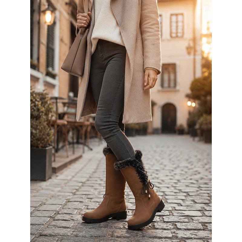 Karen | Timeless Fur-Trimmed Knee High Boots
