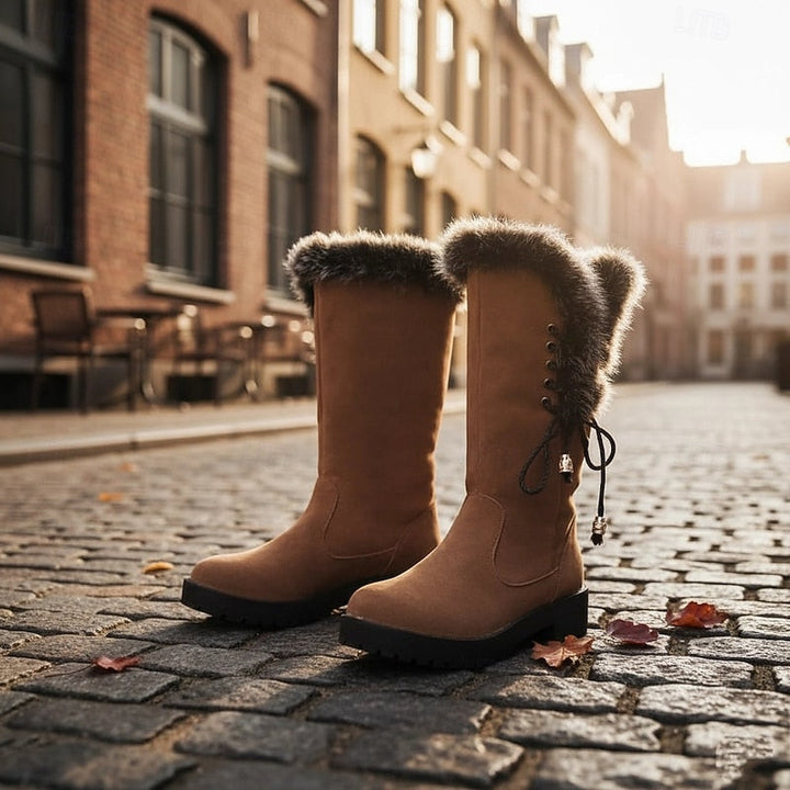 Karen | Timeless Fur-Trimmed Knee High Boots